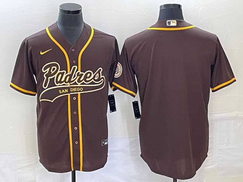 Mens San Diego Padres Blank Borwn Cool Base With Patch Stitched Baseball Jersey